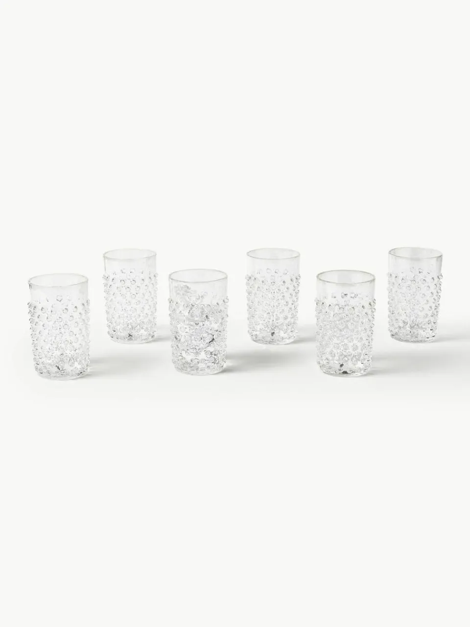 Anna von Lipa Mundgeblasene Wassergläser Hobnail, 6 Stück