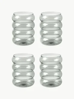 Westwing Collection Mundgeblasene Wassergläser Bubbly, 4 Stück