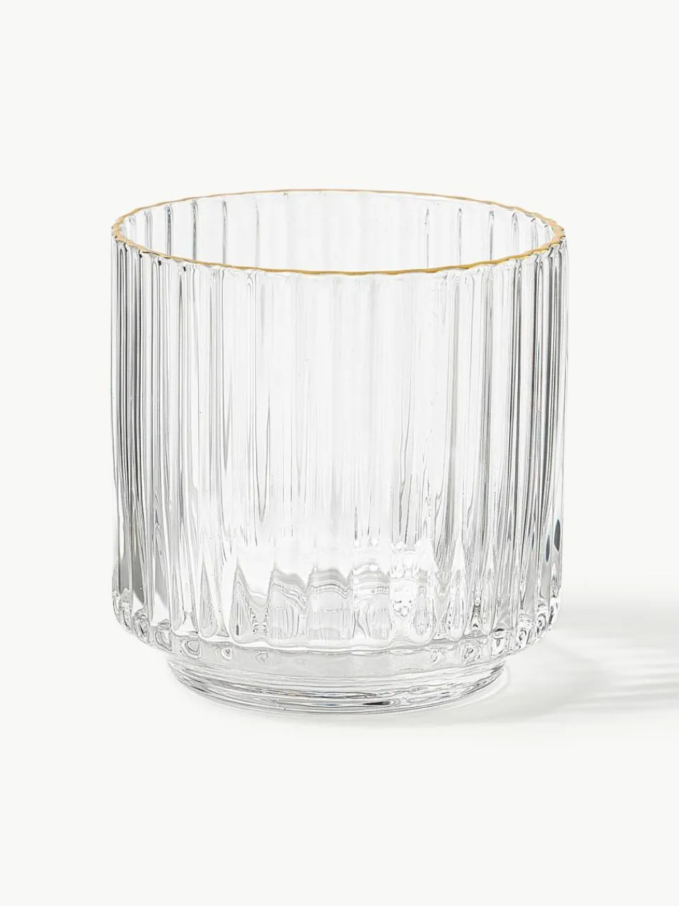 Westwing Collection Mundgeblasene Wassergläser Aleo mit goldfarbenem Rand, 4 Stück