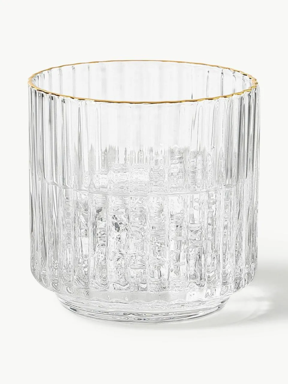 Westwing Collection Mundgeblasene Wassergläser Aleo mit goldfarbenem Rand, 4 Stück