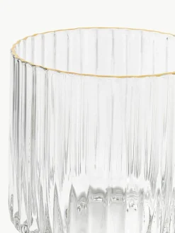 Westwing Collection Mundgeblasene Wassergläser Aleo mit goldfarbenem Rand, 4 Stück