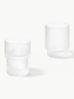 ferm LIVING Mundgeblasene Wassergläser Ripple mit Rillenrelief, 4er-Set