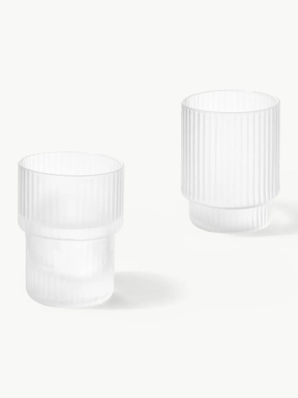 ferm LIVING Mundgeblasene Wassergläser Ripple mit Rillenrelief, 4er-Set