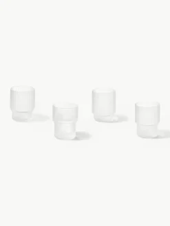 ferm LIVING Mundgeblasene Wassergläser Ripple mit Rillenrelief, 4er-Set