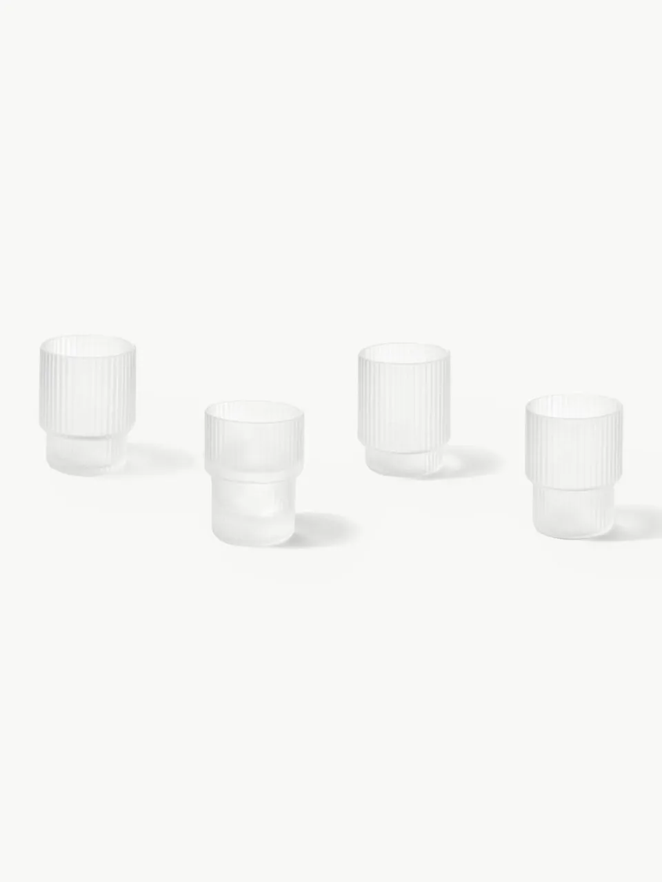ferm LIVING Mundgeblasene Wassergläser Ripple mit Rillenrelief, 4er-Set