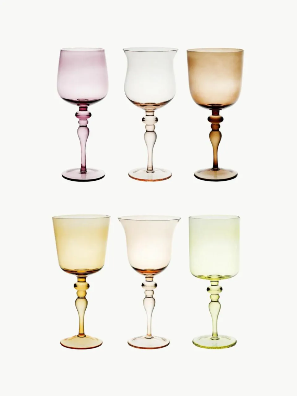 Bitossi Home Mundgeblasene Weingläser Diseguale, 6er-Set