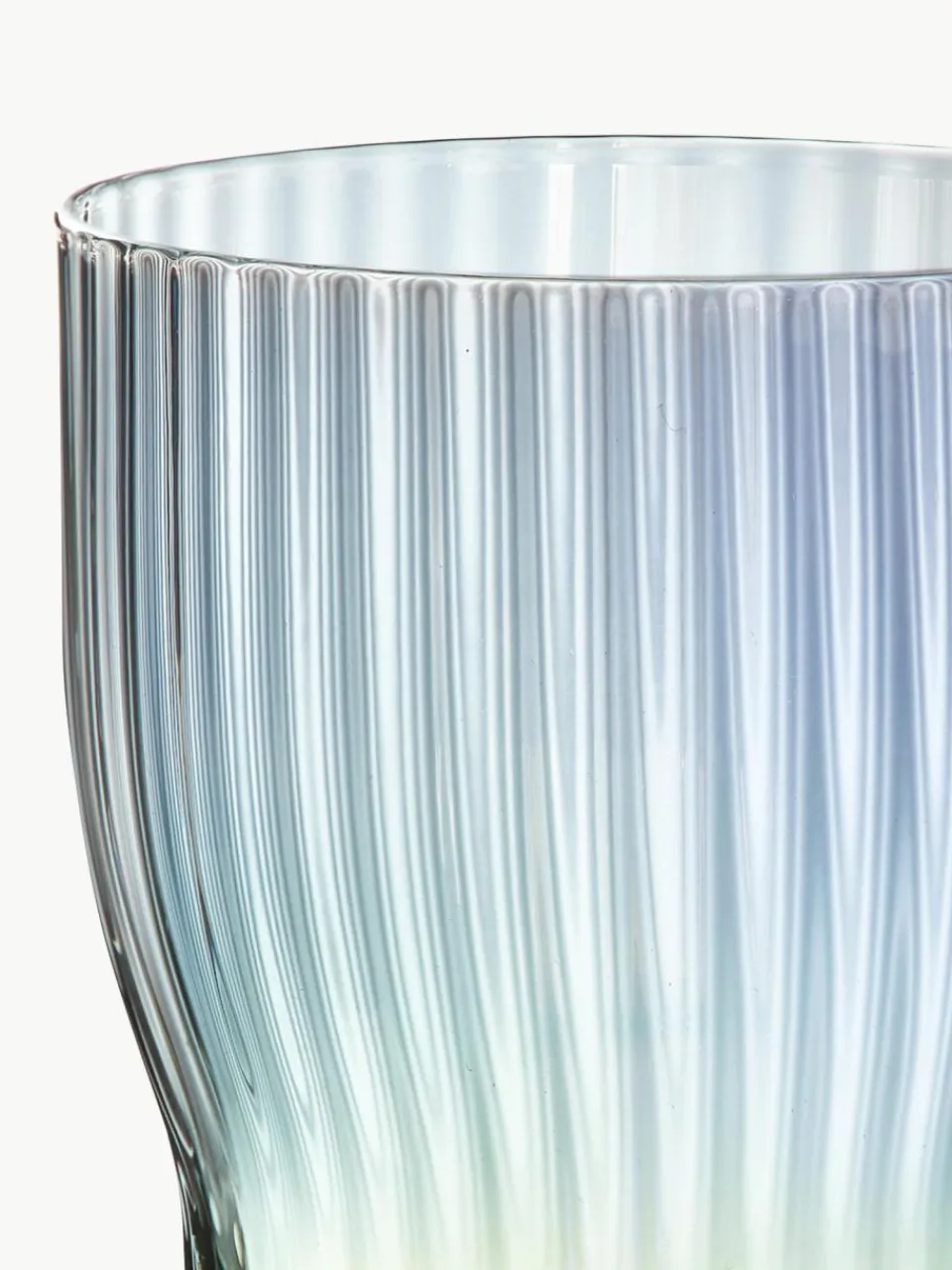 Westwing Collection Mundgeblasene Weingläser Juno mit Rillenrelief und Perlmuttglanz, 4 Stück