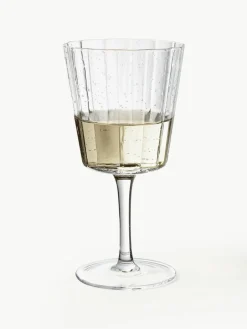 Westwing Collection Mundgeblasene Weingläser Scallop Glasses mit Rillenstruktur, 4 Stück