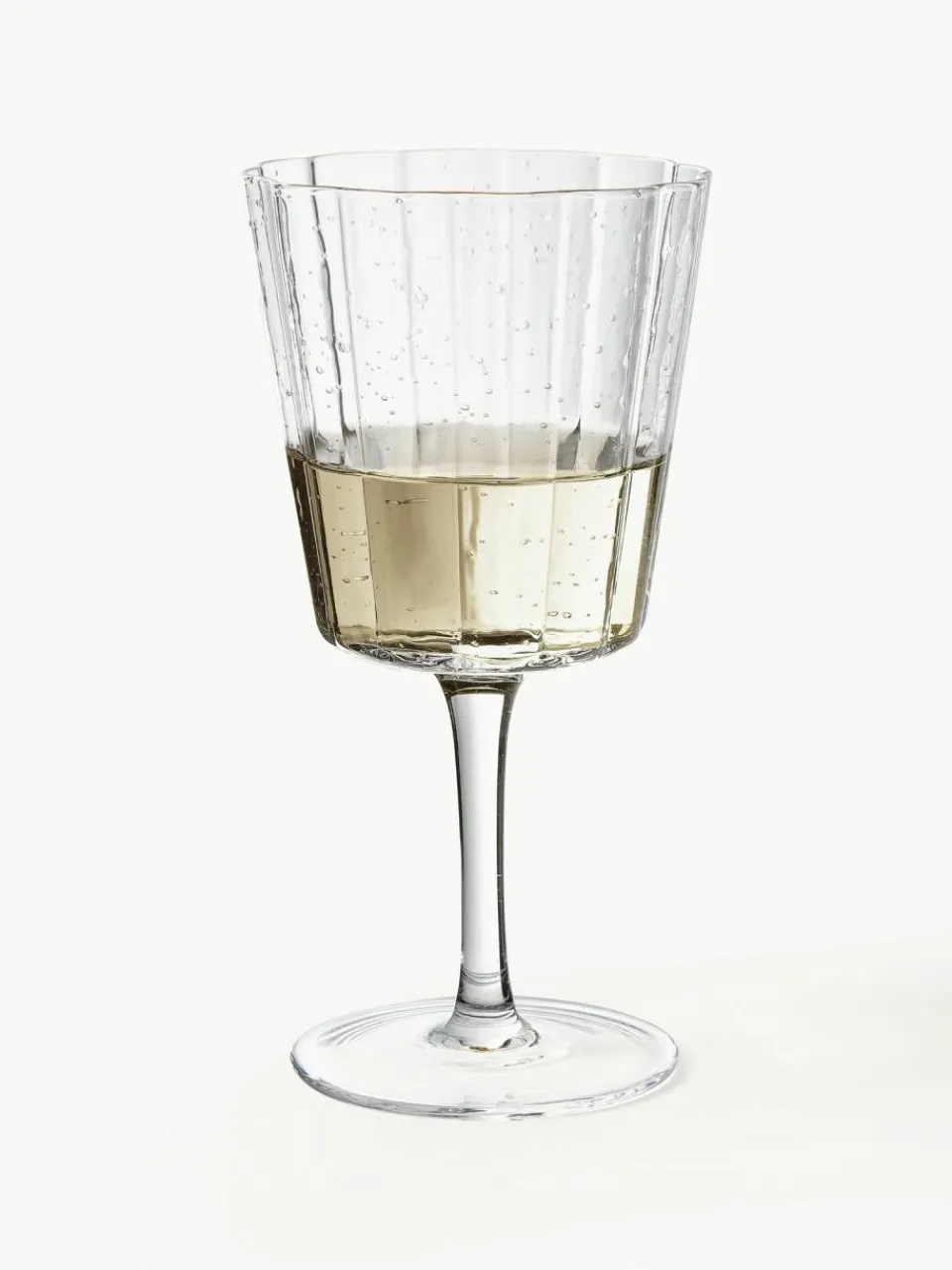 Westwing Collection Mundgeblasene Weingläser Scallop Glasses mit Rillenstruktur, 4 Stück