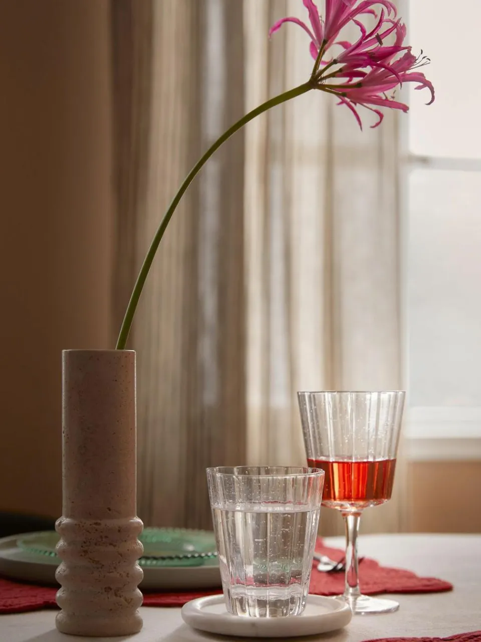 Westwing Collection Mundgeblasene Weingläser Scallop Glasses mit Rillenstruktur, 4 Stück