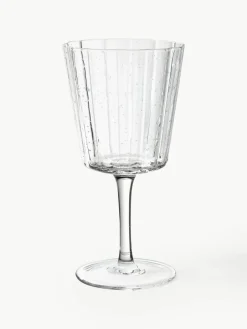 Westwing Collection Mundgeblasene Weingläser Scallop Glasses mit Rillenstruktur, 4 Stück