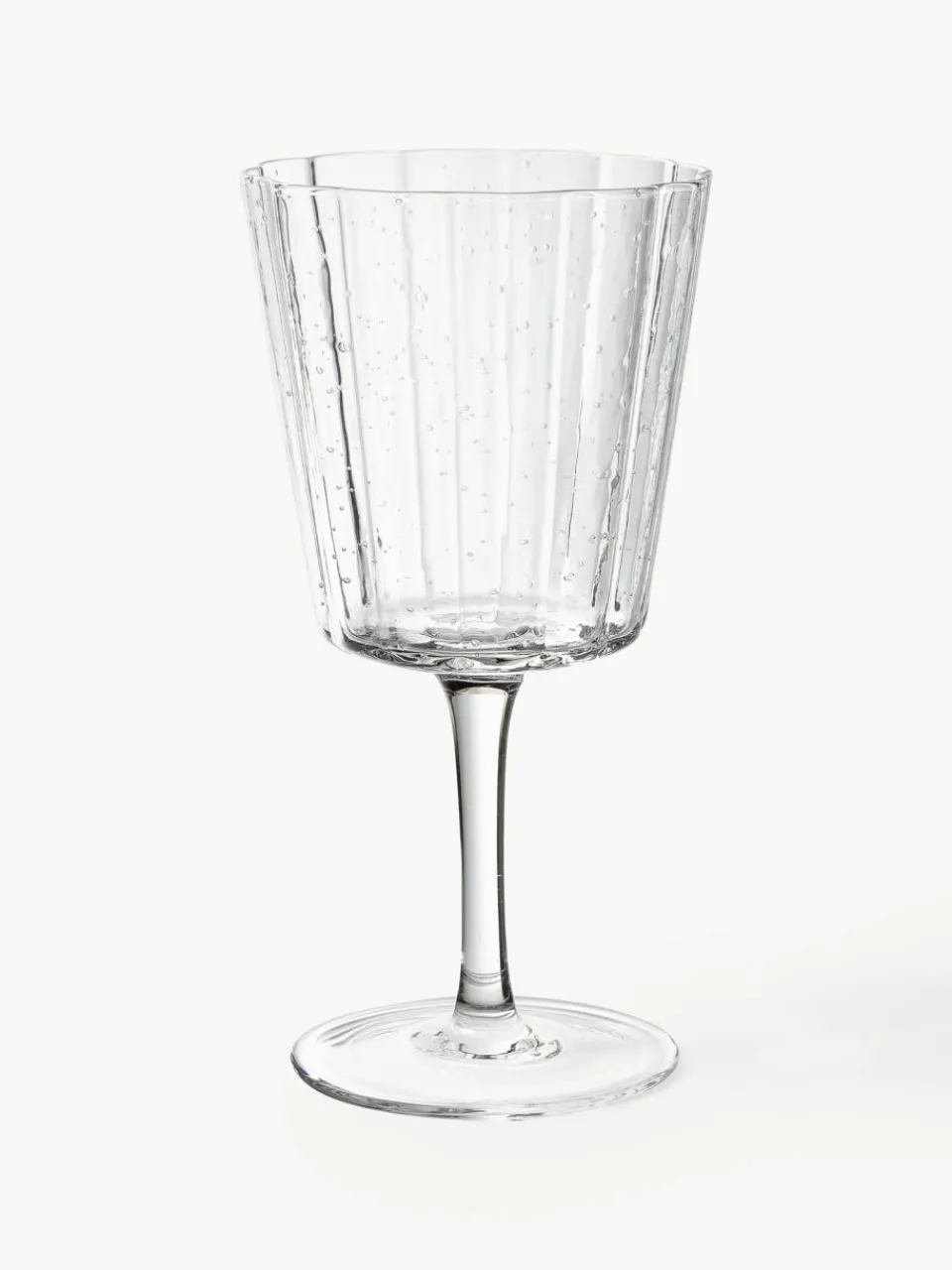 Westwing Collection Mundgeblasene Weingläser Scallop Glasses mit Rillenstruktur, 4 Stück