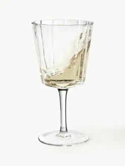 Westwing Collection Mundgeblasene Weingläser Scallop Glasses mit Rillenstruktur, 4 Stück