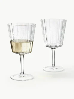Westwing Collection Mundgeblasene Weingläser Scallop Glasses mit Rillenstruktur, 4 Stück