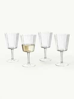 Westwing Collection Mundgeblasene Weingläser Scallop Glasses mit Rillenstruktur, 4 Stück
