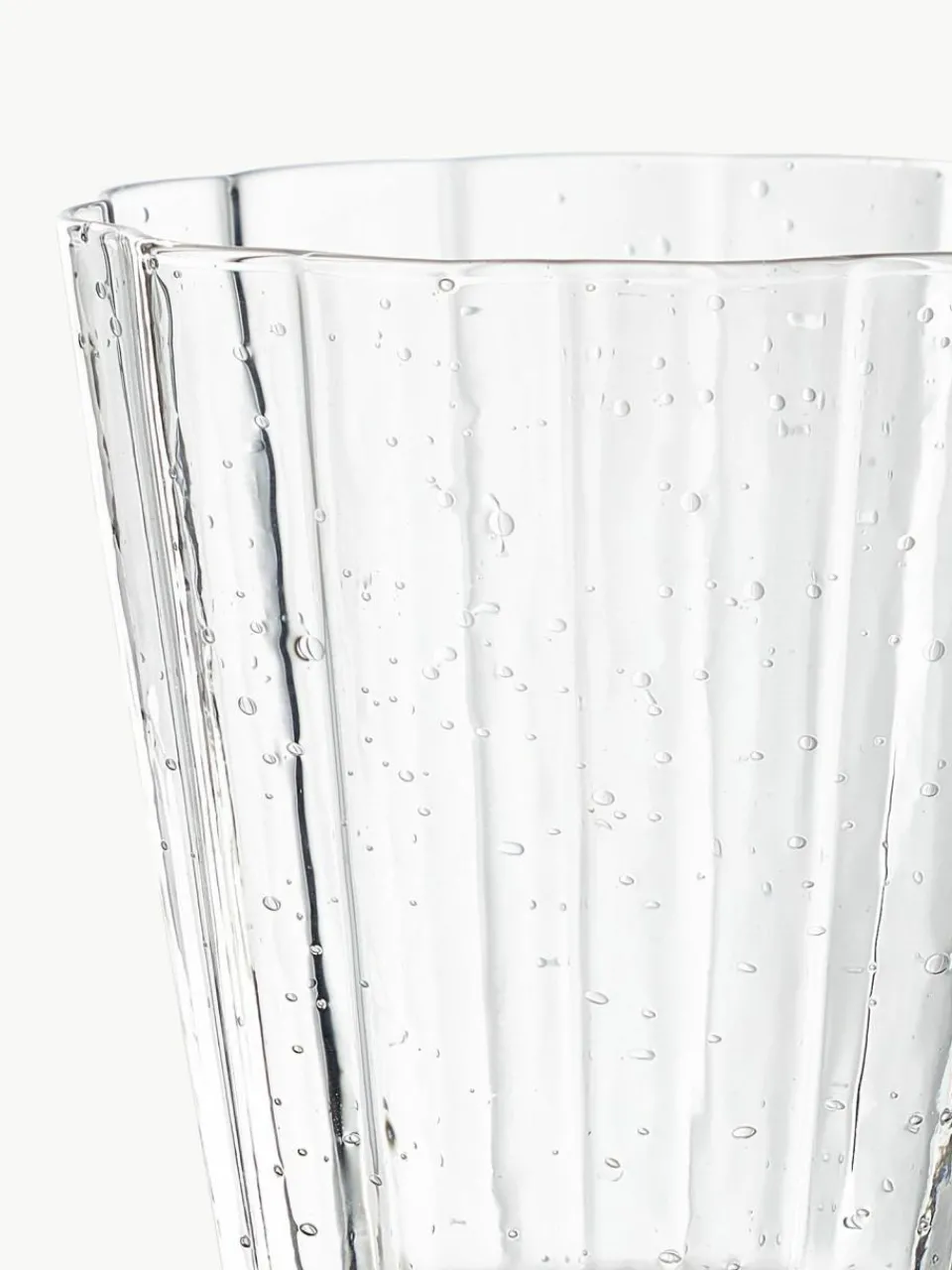 Westwing Collection Mundgeblasene Weingläser Scallop Glasses mit Rillenstruktur, 4 Stück