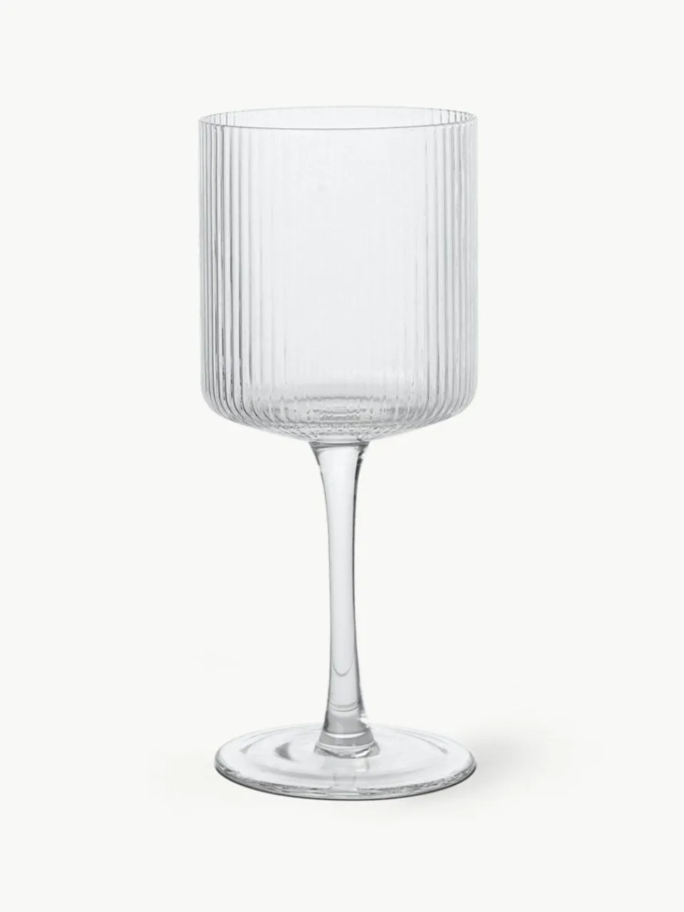 ferm LIVING Mundgeblasene Weißweingläser Ripple mit Rillenrelief, 2 Stück