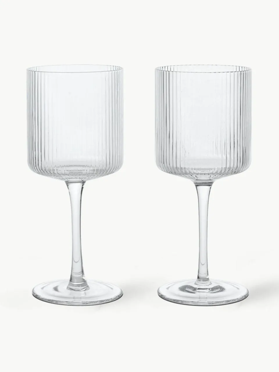 ferm LIVING Mundgeblasene Weißweingläser Ripple mit Rillenrelief, 2 Stück