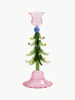 &k amsterdam Mundgeblasener Glas-Kerzenhalter Merry Tree