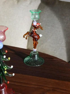 &k amsterdam Mundgeblasener Glas-Kerzenhalter Reindeer