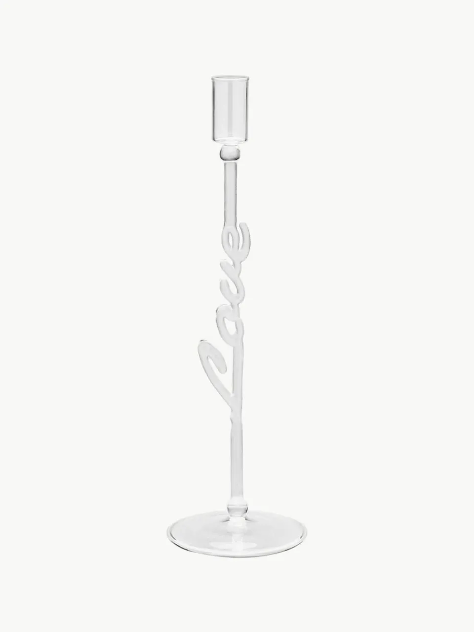 Anna + Nina Mundgeblasener Kerzenhalter Love aus Borosilikatglas
