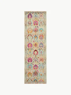 Westwing Niederflor-Läufer Kashan mit bunten Ornamenten