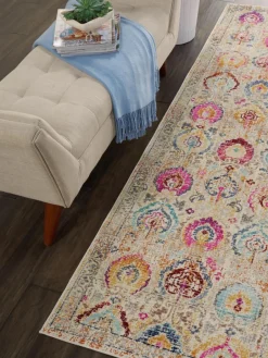 Westwing Niederflor-Läufer Kashan mit bunten Ornamenten