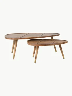 Dutchbone Ovale Couchtische Sham aus Sheeshamholz, 2er-Set