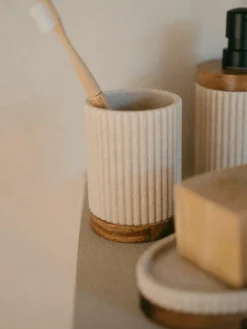 Andrea House Ovale Seifenschale Laura mit Holz-Dekor