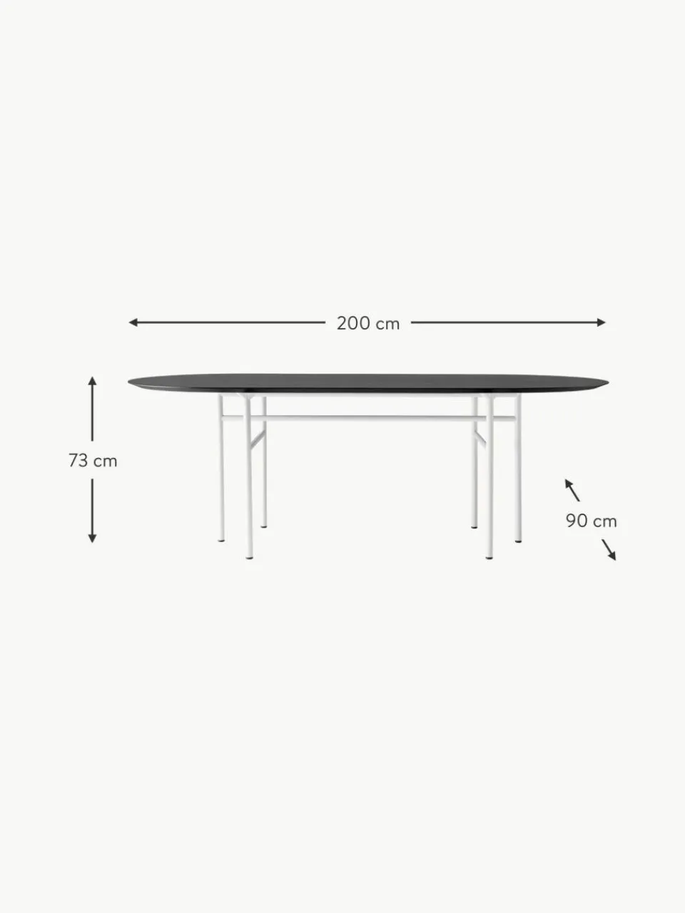 Audo Copenhagen Ovaler Esstisch Snaregade, 210 x 95 cm