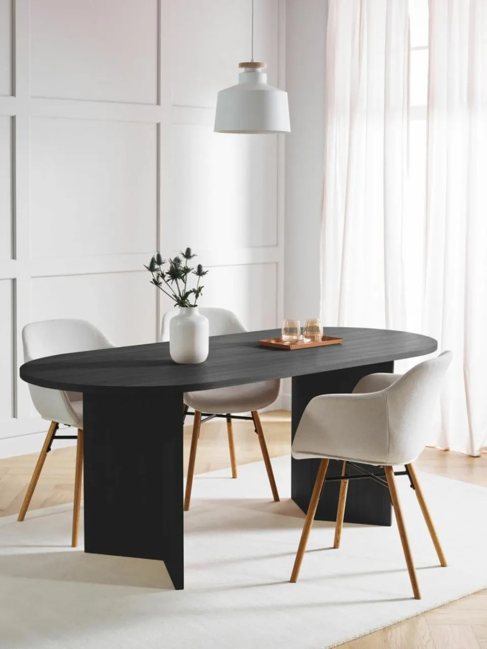 Westwing Collection Ovaler Holz-Esstisch Toni, 200 x 90 cm