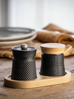 Peugeot Saveurs Pfeffermühle & Salzschälchen Bali mit Löffel, 4er-Set