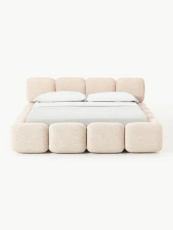Westwing Collection Polsterbett Tayla aus Bouclé mit Stauraum