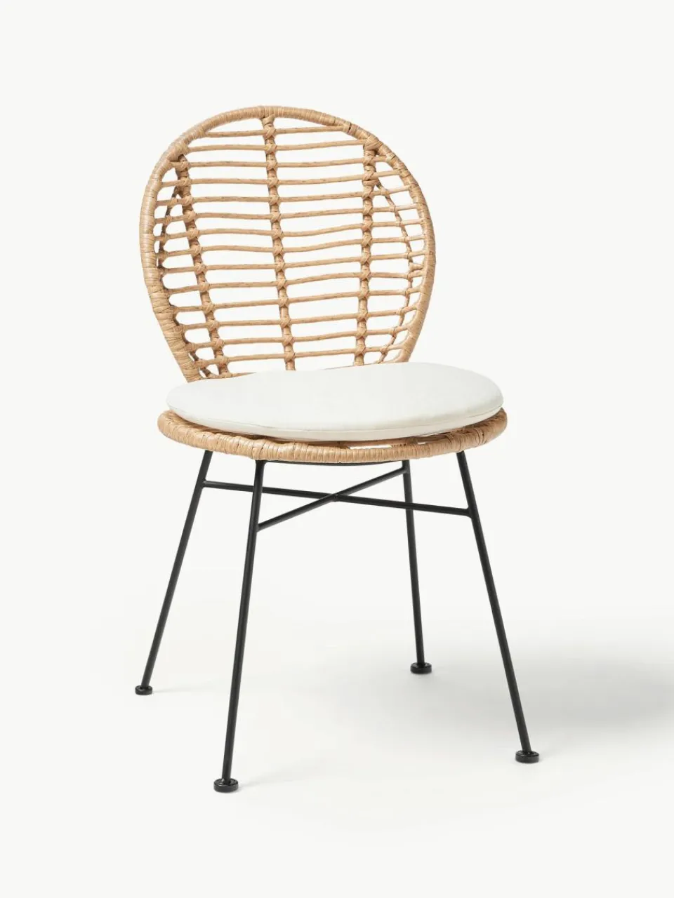 Westwing Collection Polyrattan-Stühle Cordula mit Sitzkissen, 2 Stück