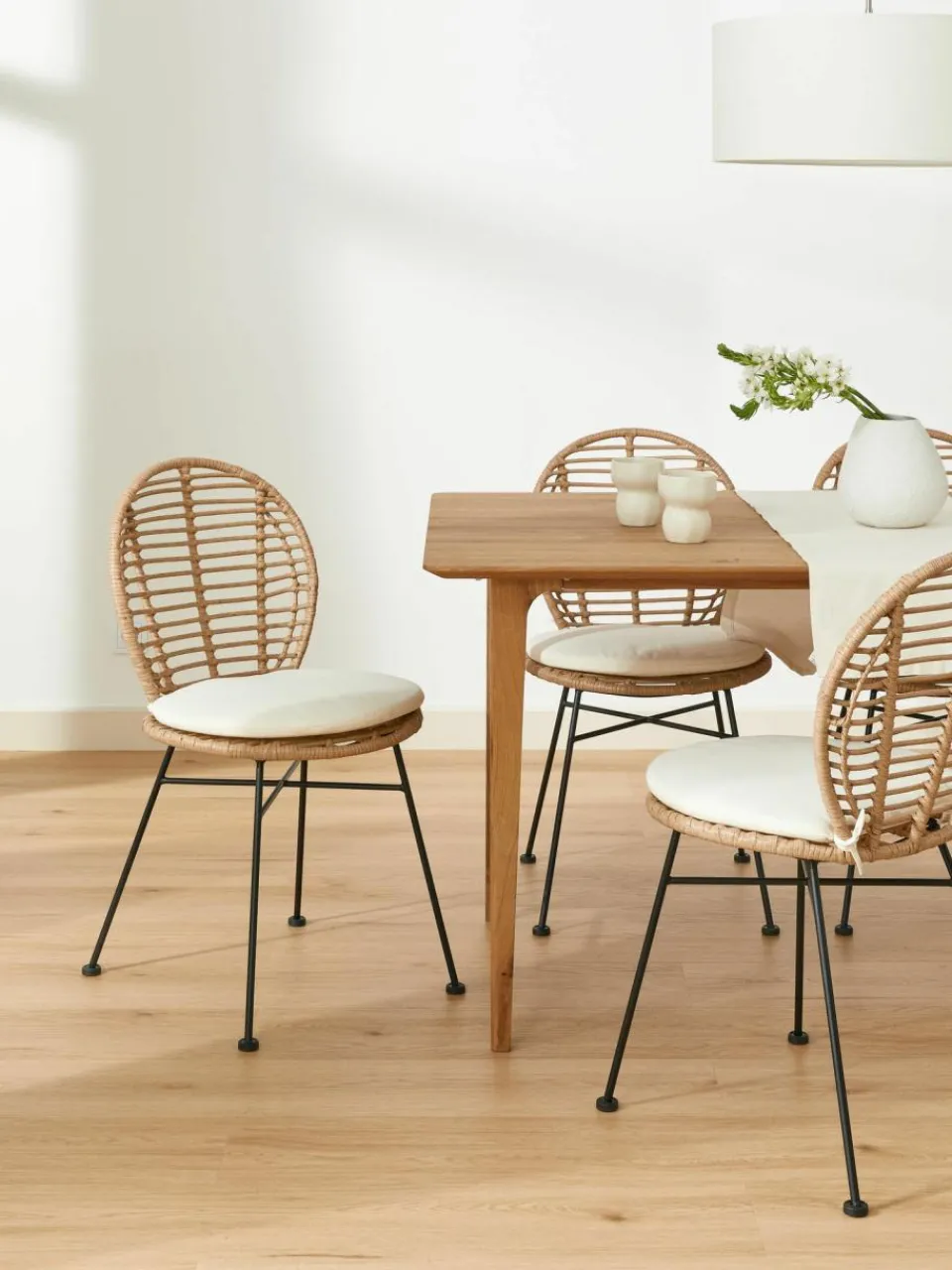 Westwing Collection Polyrattan-Stühle Cordula mit Sitzkissen, 2 Stück