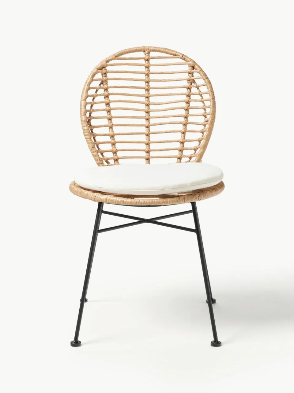 Westwing Collection Polyrattan-Stühle Cordula mit Sitzkissen, 2 Stück