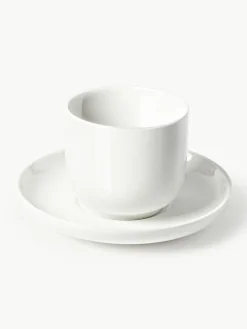Westwing Collection Porzellan-Espressobecher Nessa mit Untertassen, 4 Stück