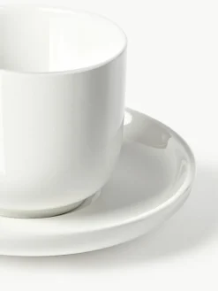 Westwing Collection Porzellan-Espressobecher Nessa mit Untertassen, 4 Stück