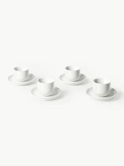 Westwing Collection Porzellan-Espressobecher Nessa mit Untertassen, 4 Stück
