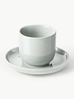 Westwing Collection Porzellan-Espressobecher Nessa mit Untertassen, 4 Stück