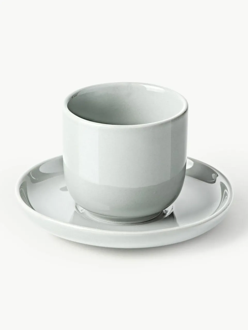 Westwing Collection Porzellan-Espressobecher Nessa mit Untertassen, 4 Stück