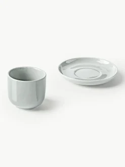 Westwing Collection Porzellan-Espressobecher Nessa mit Untertassen, 4 Stück