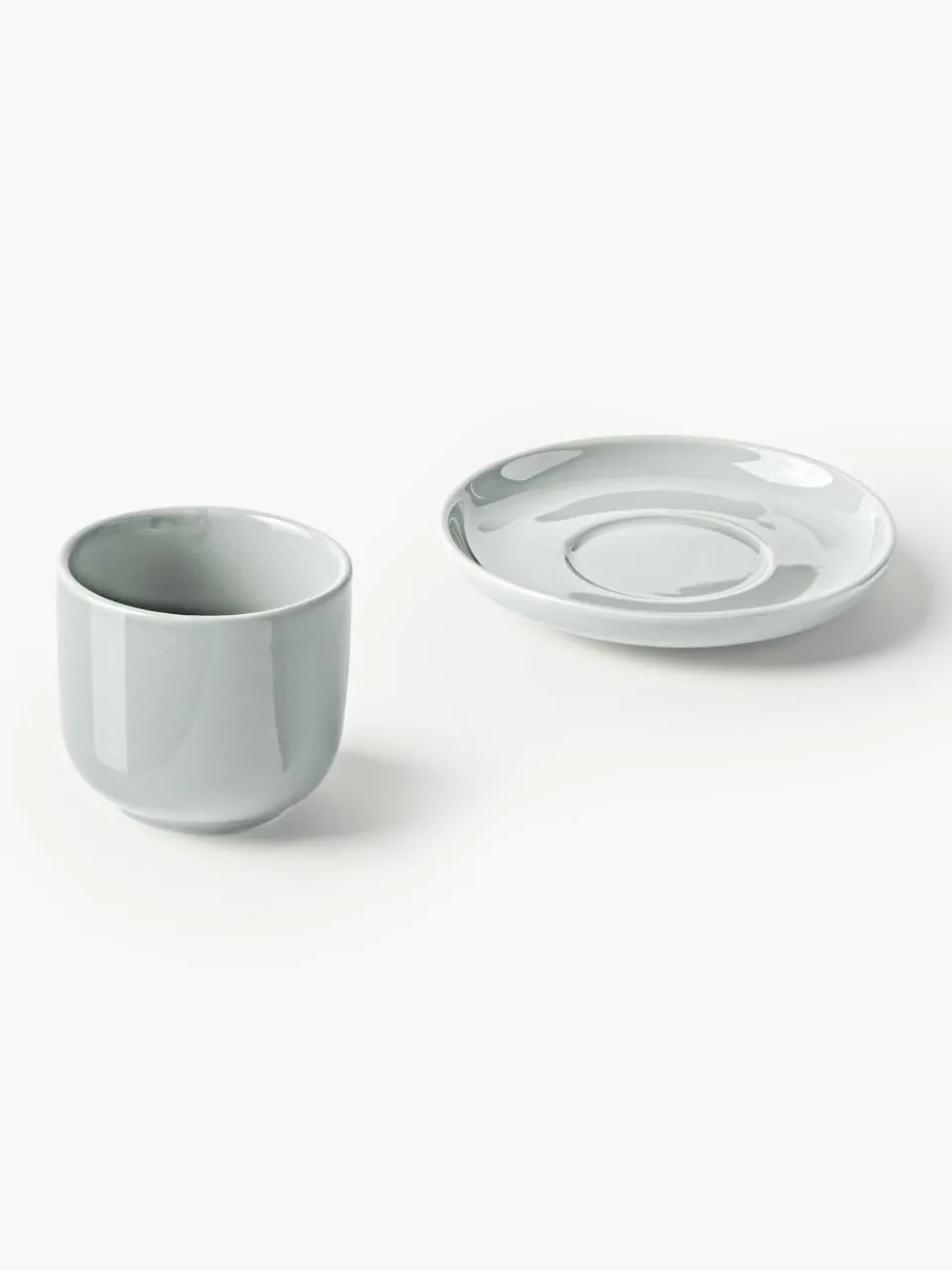 Westwing Collection Porzellan-Espressobecher Nessa mit Untertassen, 4 Stück
