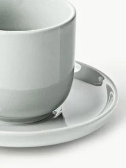 Westwing Collection Porzellan-Espressobecher Nessa mit Untertassen, 4 Stück