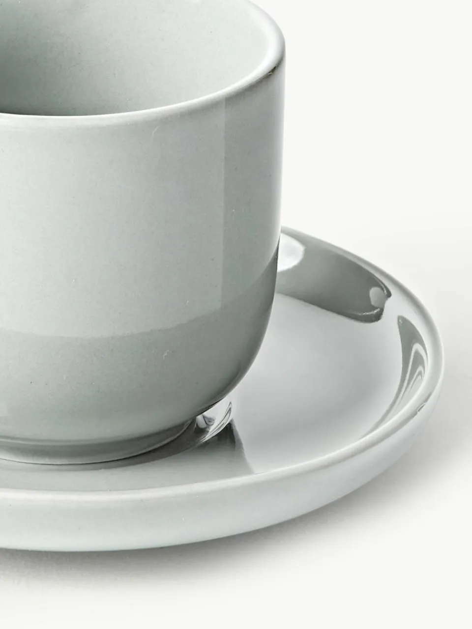 Westwing Collection Porzellan-Espressobecher Nessa mit Untertassen, 4 Stück