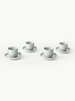 Westwing Collection Porzellan-Espressobecher Nessa mit Untertassen, 4 Stück