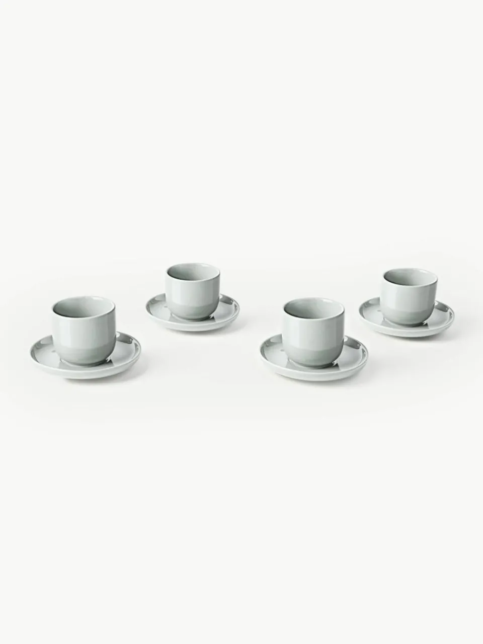 Westwing Collection Porzellan-Espressobecher Nessa mit Untertassen, 4 Stück