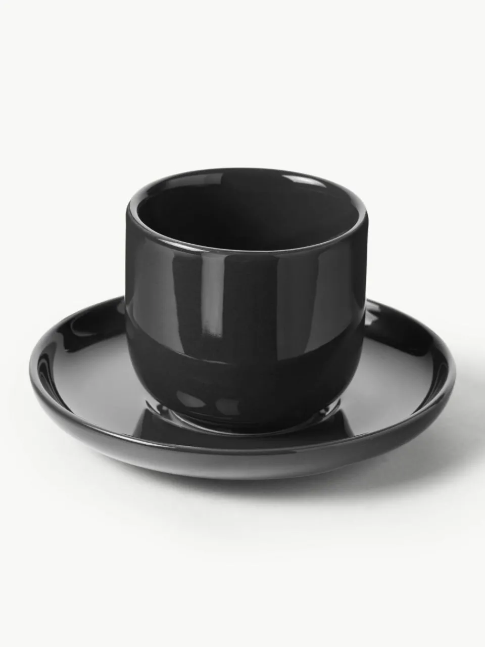 Westwing Collection Porzellan-Espressobecher Nessa mit Untertassen, 4 Stück