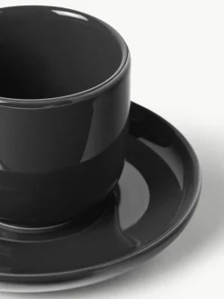 Westwing Collection Porzellan-Espressobecher Nessa mit Untertassen, 4 Stück