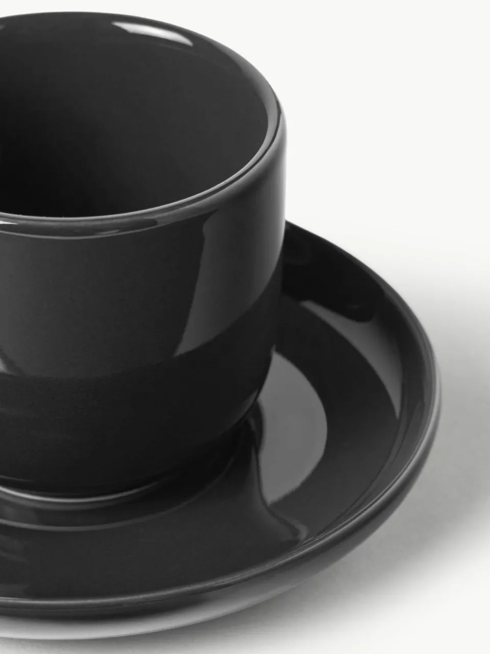 Westwing Collection Porzellan-Espressobecher Nessa mit Untertassen, 4 Stück